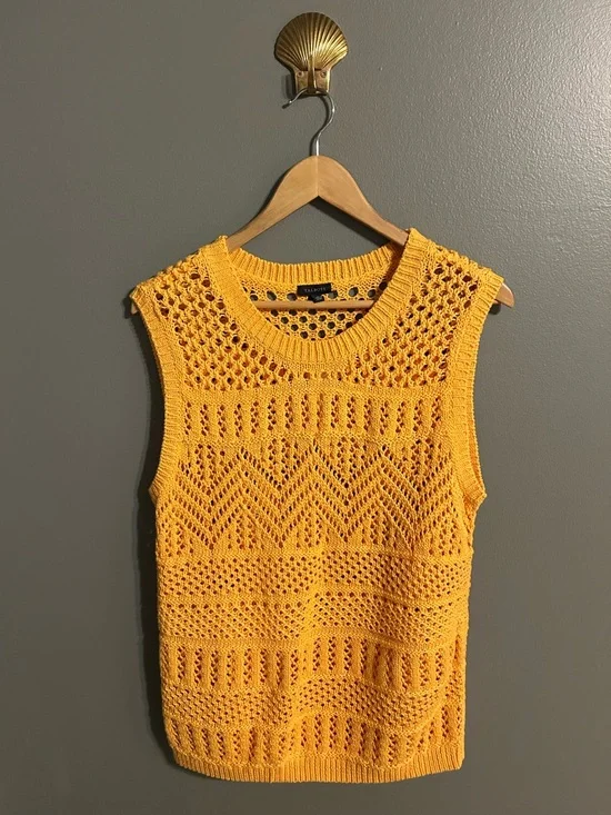 NWT Talbots Goldenrod Pointelle Knit Sweater Vest M - Picture 3 of 6